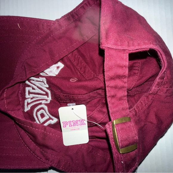 NEW PINK VICTORIA’S SECRET BURGUNDY BASEBALL CAP, MAROON SIGNATURE LOGO HAT NWT - Picture 8 of 12